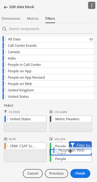 Segments tab displaying metrics.