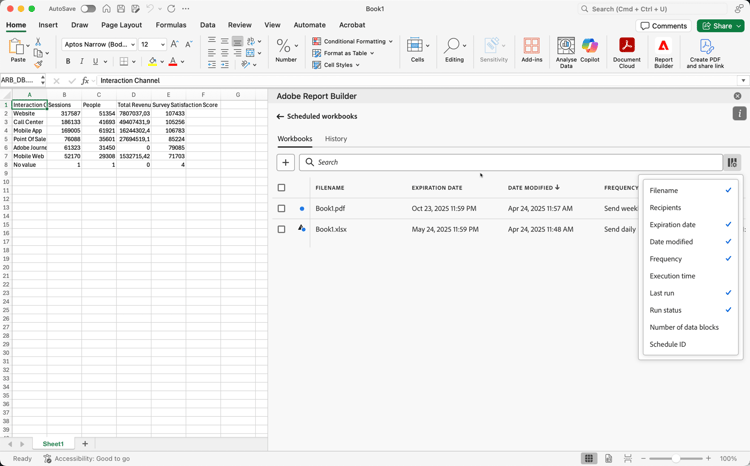 Scheduled workbook
