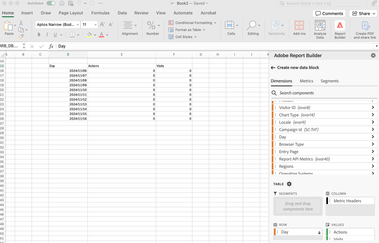 Screenshot showing the added components and updated worksheet.