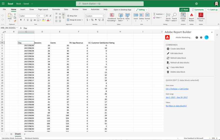 The completed data block.