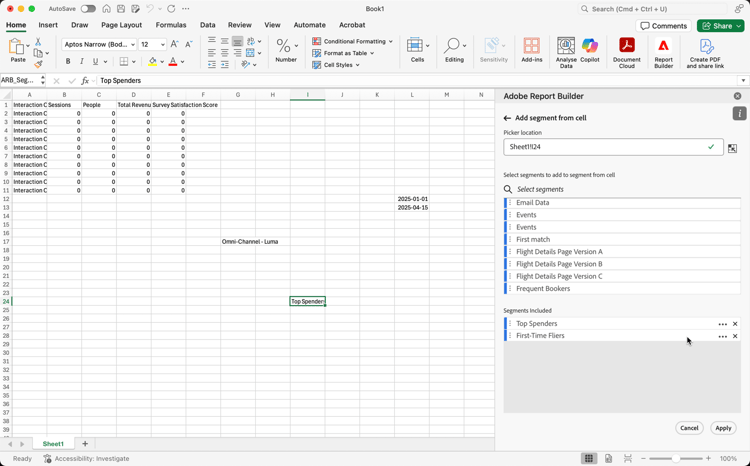Select segment from cell