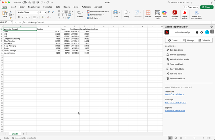 The completed data block.