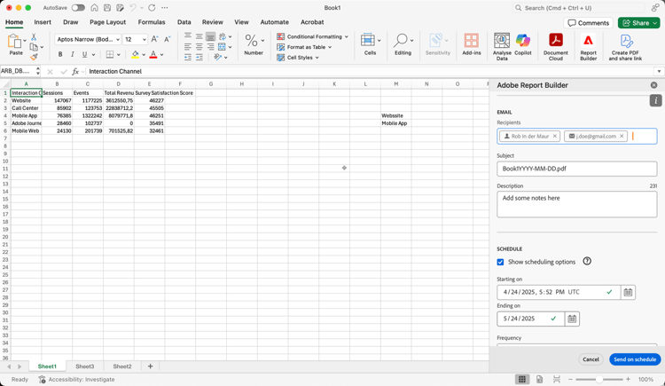 Schedule email settings