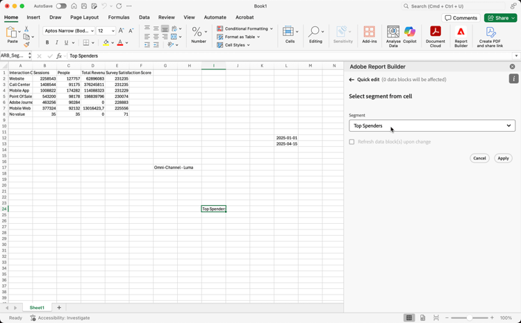 segments from cell link showing Sheet1!J1 (All Data)