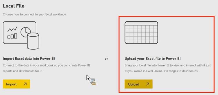 Click Upload to upload your Excel file.