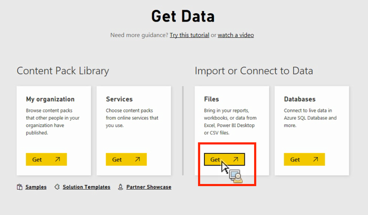Click the Get icon under Import or Connect to Data.