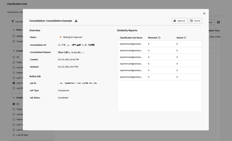 Classification sets - Consolidation Waiting for Approval