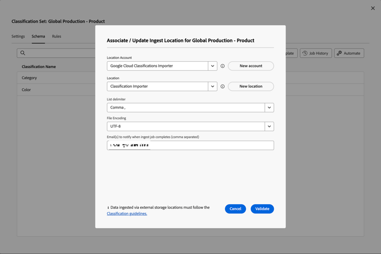 Classification sets schema - Automate