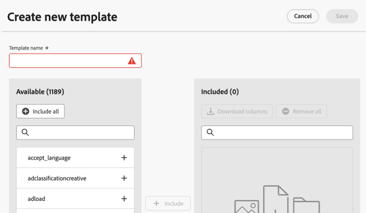 Create column template