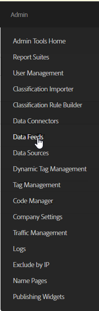Data feed menu
