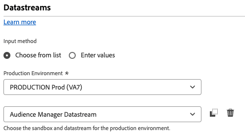 Datastream selection