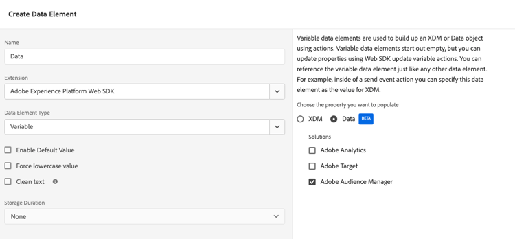 Create data element