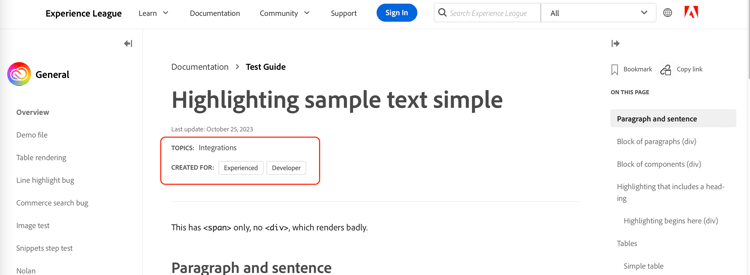 topic, role, level metadata