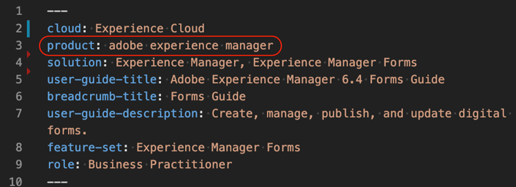 product metadata
