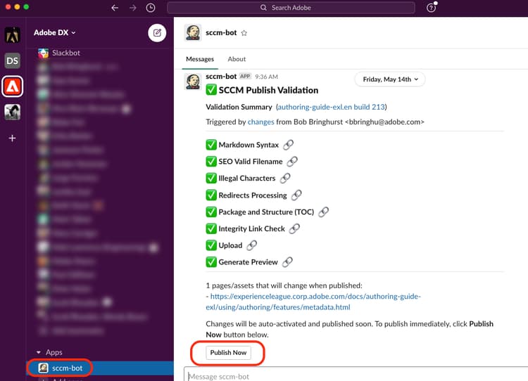 Slack notification