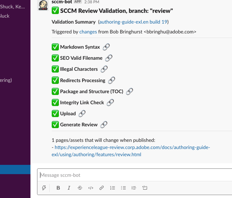 Review slack summary