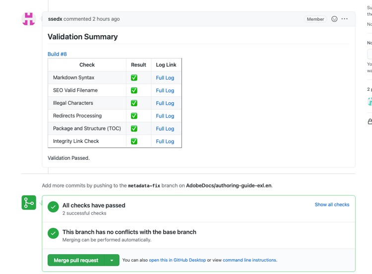 PR validation