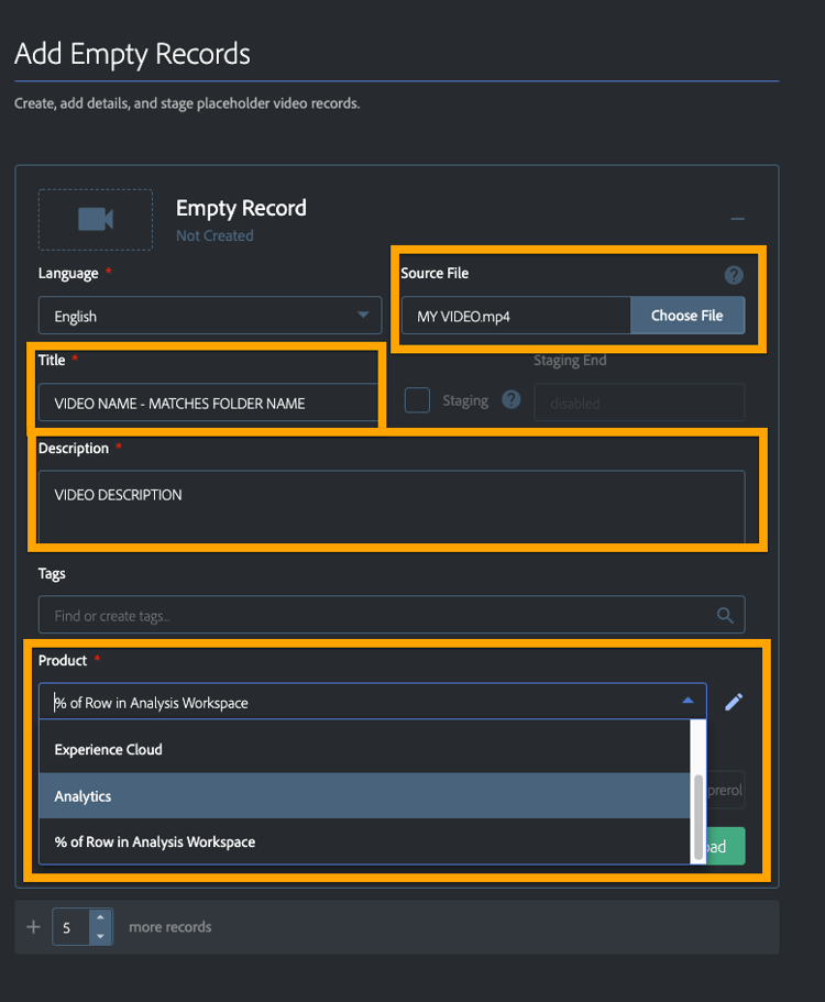 Video data entry