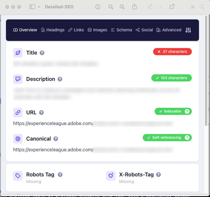 Detailed SEO plugin analytics example