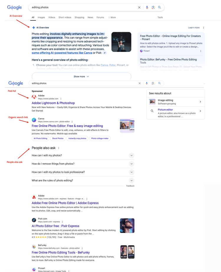 Results with ads