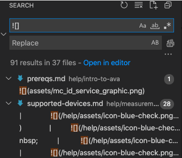 Searching for image alt in VSC