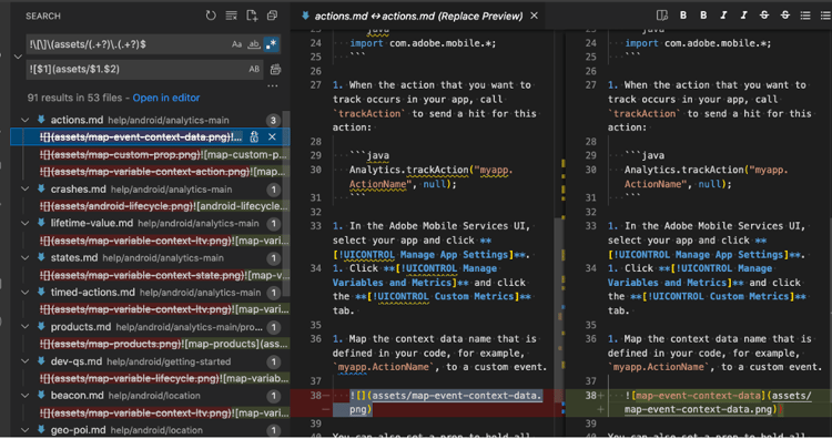 Global search example for image alt