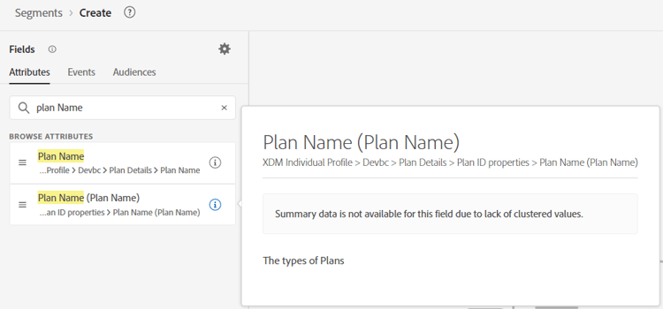 First Plan Name attribute found when searching Plan