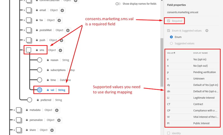 The consents.marketing.sms.val field as shown in the target schema
