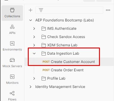 Create Customer Account API request open in Postman