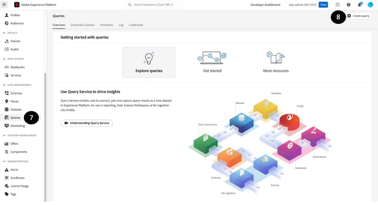 Accessing the query editor from the Queries section