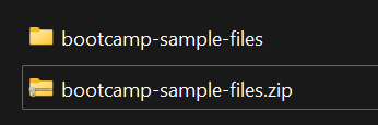 Folder structure after unzipping the sample files download