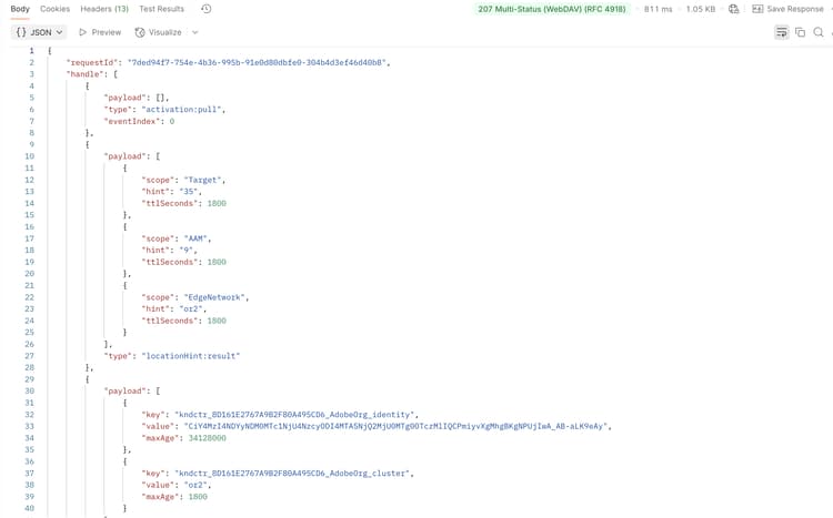 Postman Send button being clicked to execute the Create Web Event Edge request