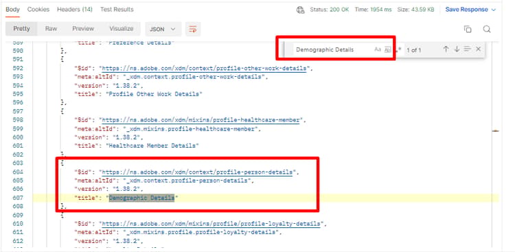 Demographic Details field group located in the API response