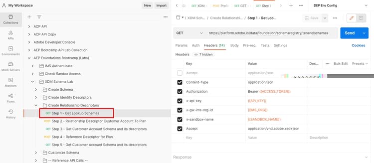 Step 1 - Get Lookup Schemas API request