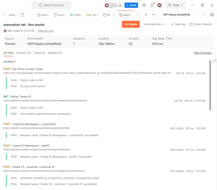 Successful automation run with 32 passed tests