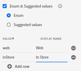 Enum values web and inStore added for the Acquisition Source field