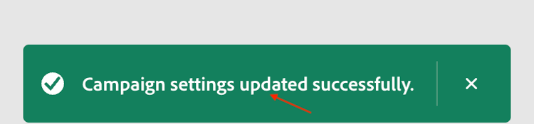 Campaign settings updated confirmation message