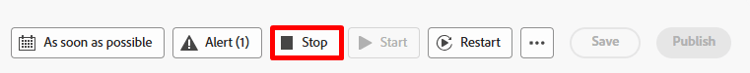 Stop button in the upper right of the workflow