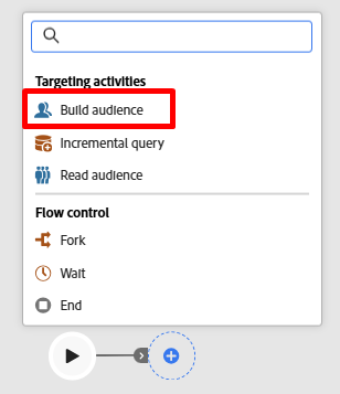 Add Build audience activity to the workflow canvas