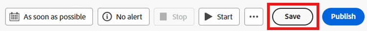 Save button on the workflow canvas toolbar