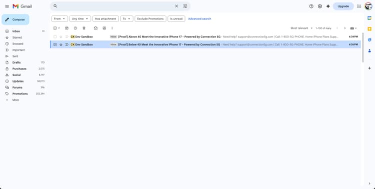 Proof email that landed in the Spam folder