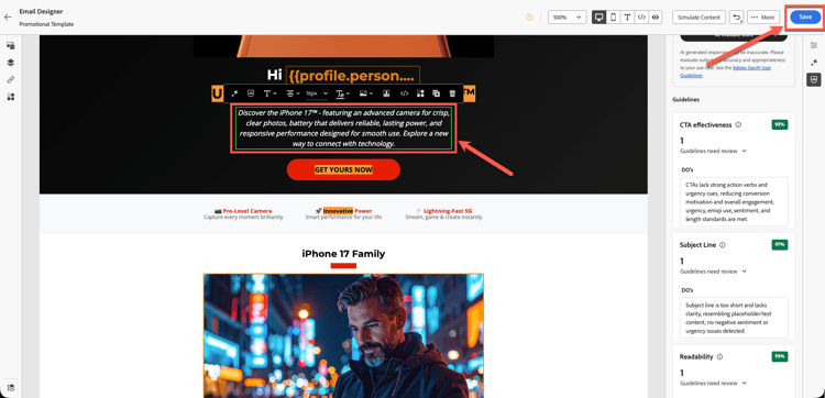 Saving changes after correcting the flagged content