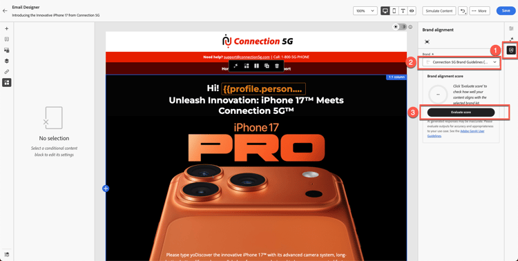 Brand Alignment tab and percentage icon in the sidebar