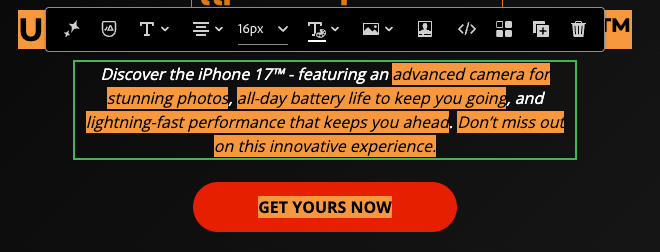Flagged text block from the pasted description paragraph