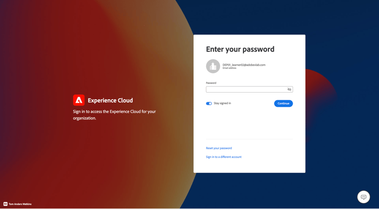 Adobe Experience Platform password entry page