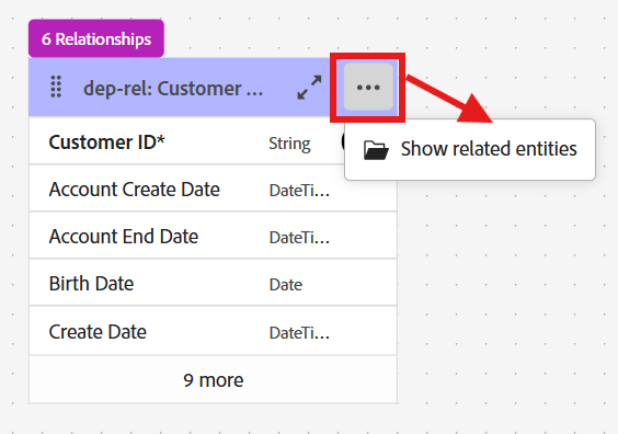 Show related entities option in the ERD context menu