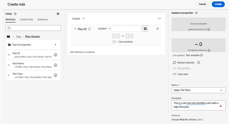 Completed Upper Tier Plans decision rule with Plan ID containing 2 or 3