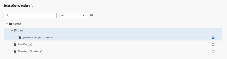 Namespace set to Email and Profile Identifier set to personalEmail