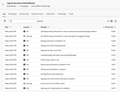 Monitor delivery logs