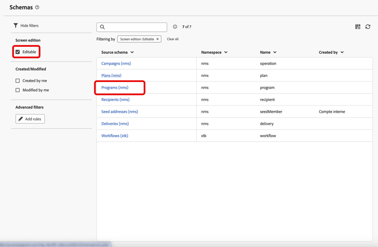 Screenshot showing the editing of custom details for a program